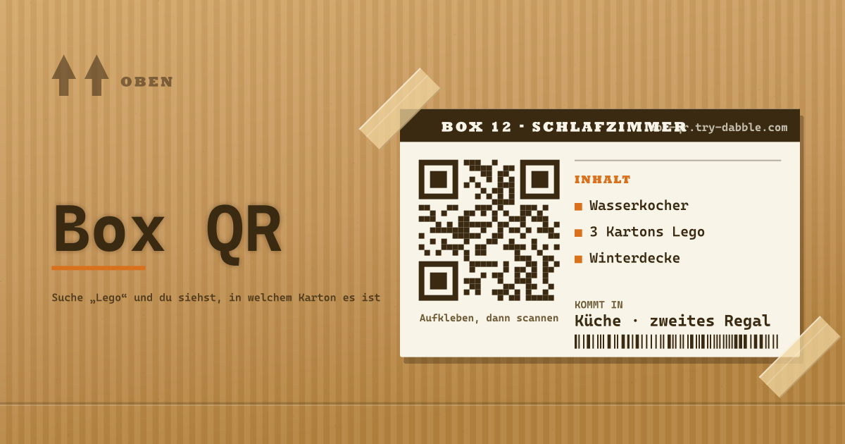 Box QR — Umzugskarton-QR + Fotos + Suche (lokale PWA)